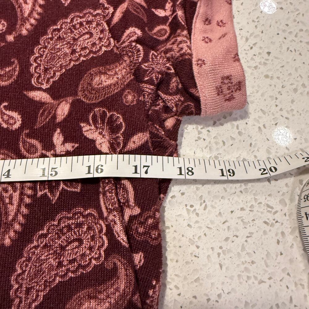 Lucky Brand Paisley Lounge Pajama Set Medium Burgundy Pink Boho Comfort Soft - Picture 8 of 9